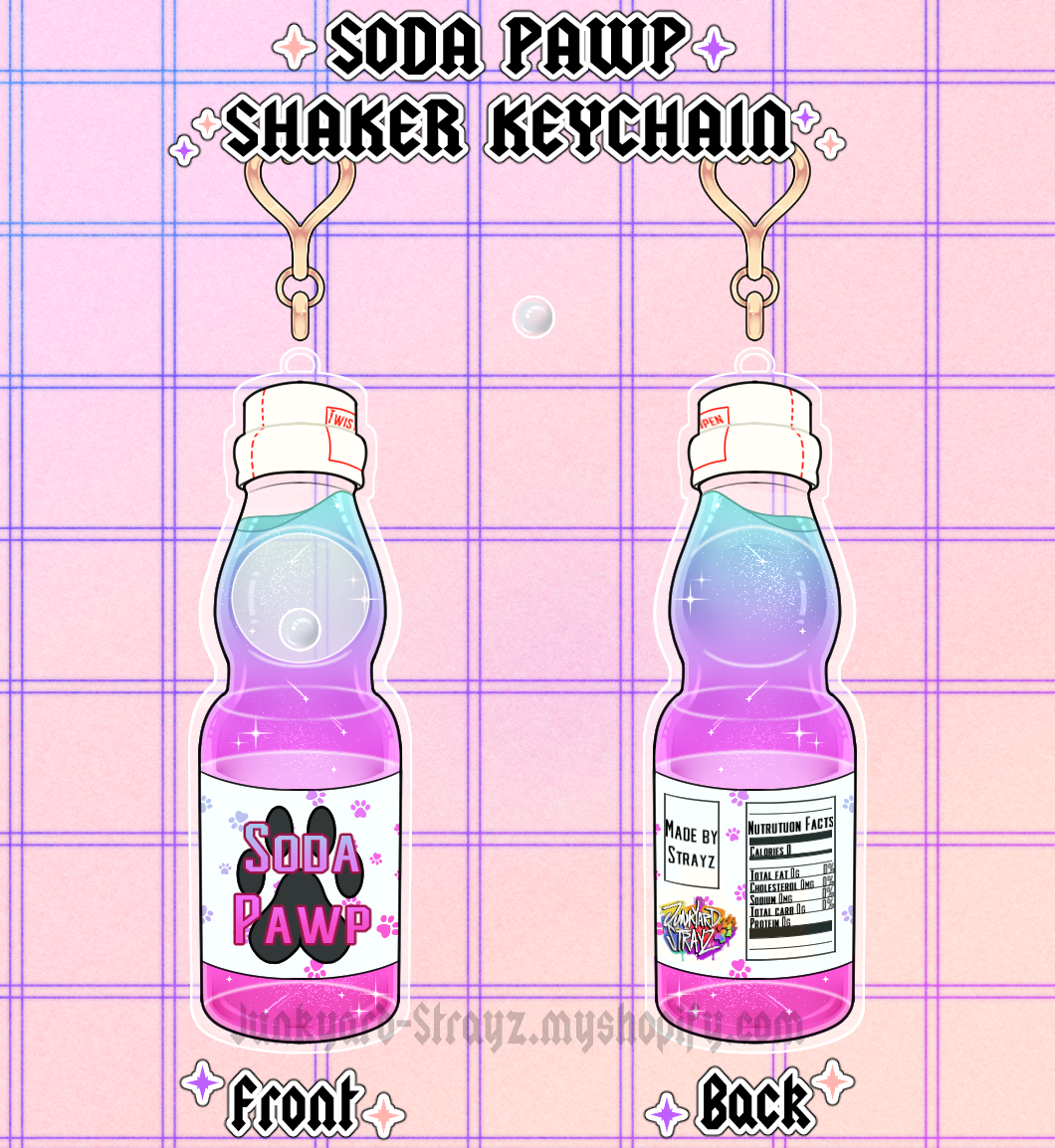 Soda pawp shaker keychain