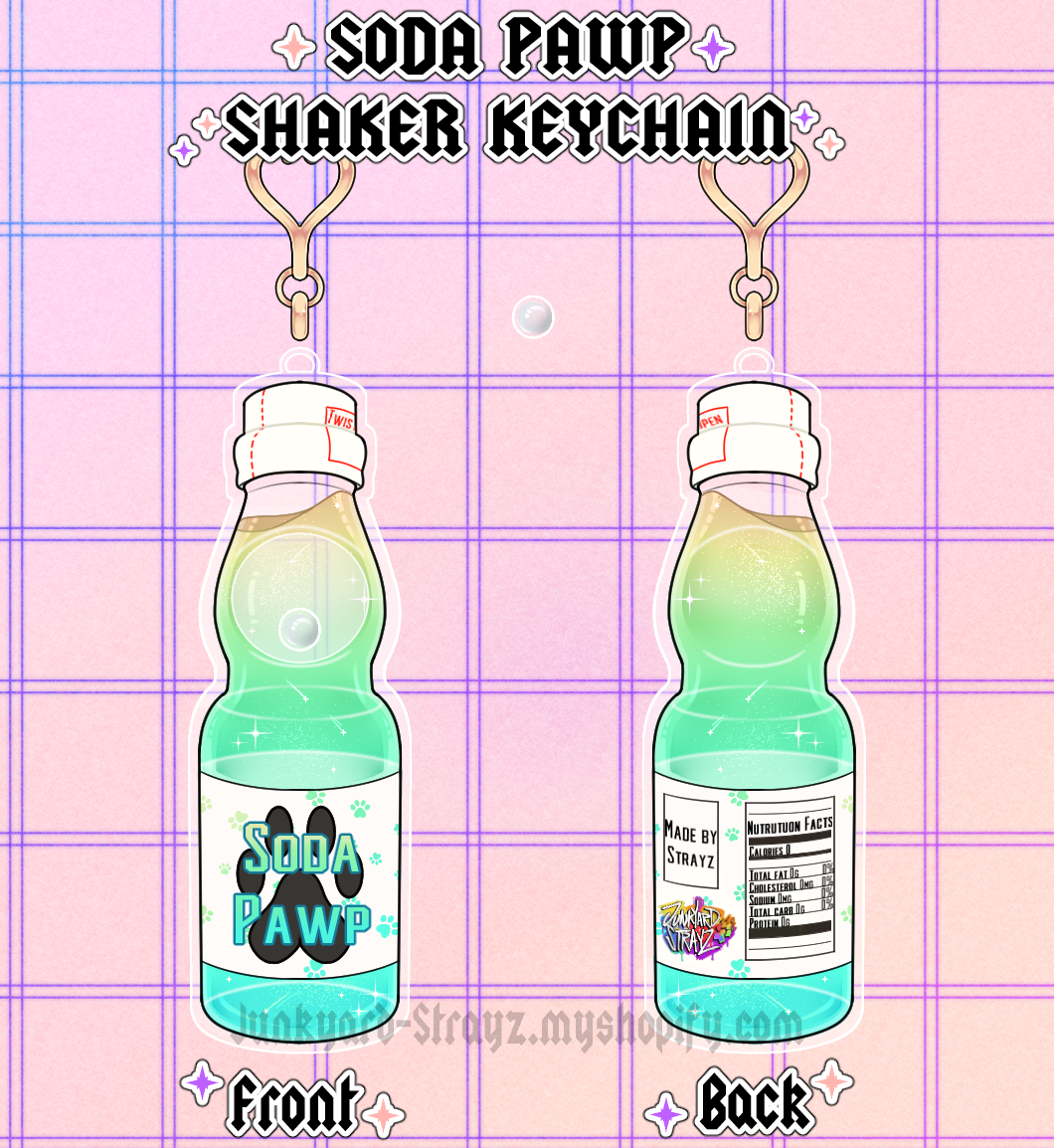 Soda pawp shaker keychain